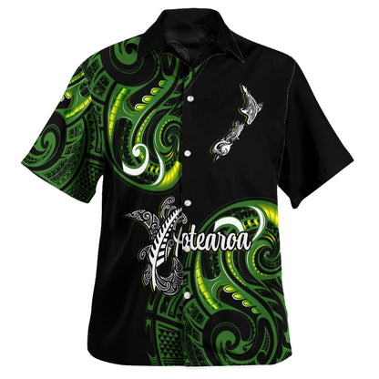 New Zealand Hawaiian Shirt - Aotearoa Silver Fern Maori Patterns