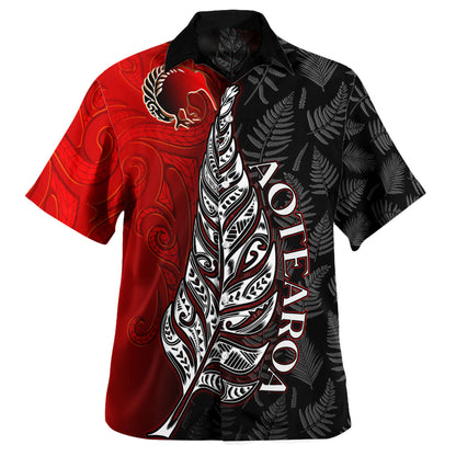 New Zealand Hawaiian Shirt - Aotearoa Silver Fern With Kiwi Bird Maori Style