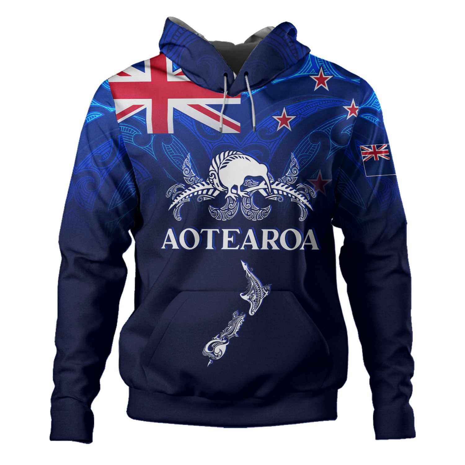 New Zealand Hoodie - Custom Aotearoa Map Kiwi Bird Mascot