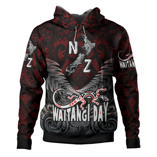 New Zealand Hoodie - Custom Waitangi Day New Zealand Map Silver Fern