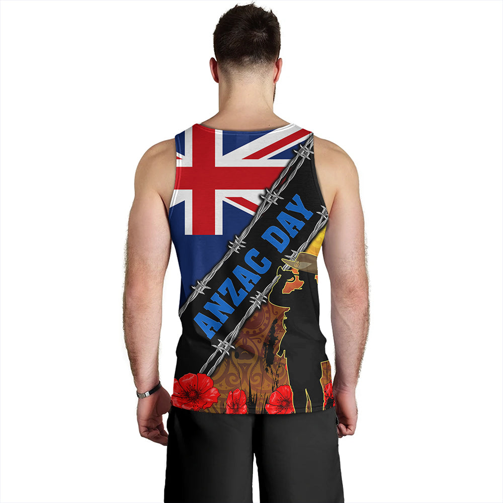 New Zealand Tank Top Lest We Forget Poppy Barbwire Style