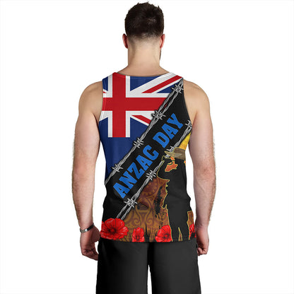 New Zealand Tank Top Lest We Forget Poppy Barbwire Style