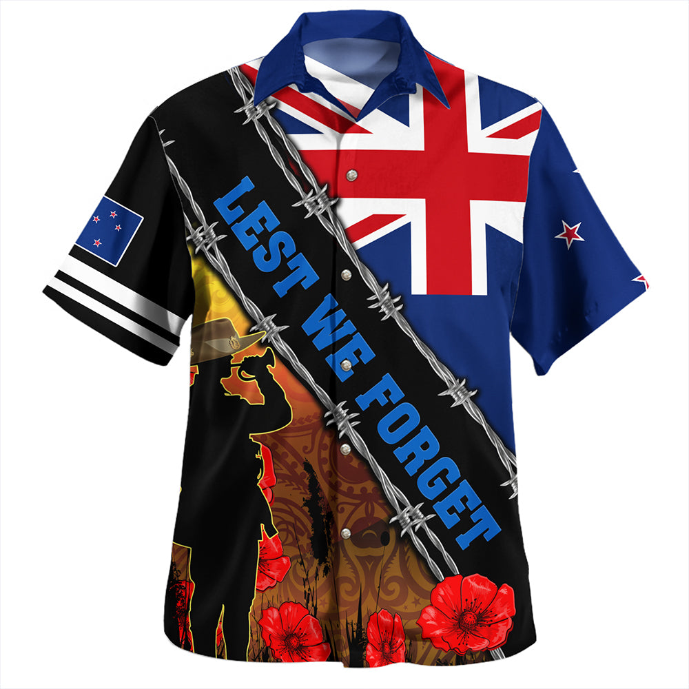 New Zealand Hawaiian Shirt Lest We Forget Poppy Barbwire Style