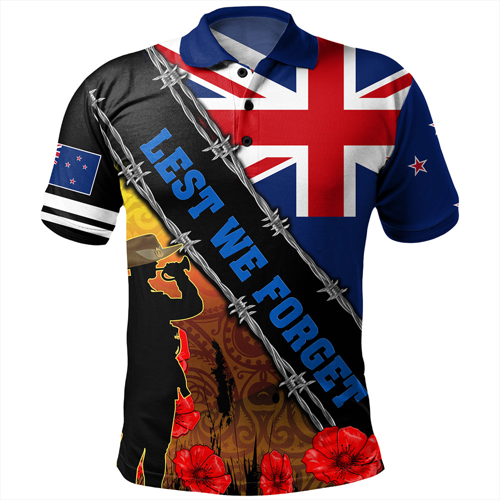 New Zealand Polo Shirt Lest We Forget Poppy Barbwire Style