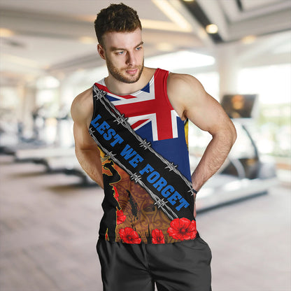 New Zealand Tank Top Lest We Forget Poppy Barbwire Style