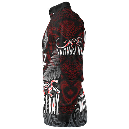 New Zealand Long Sleeve Shirt - Waitangi Day New Zealand Map Silver Fern