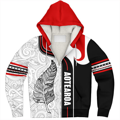 New Zealand Sherpa Hoodie  Maori Aotearoa Silver Fern Symbols Tattoo