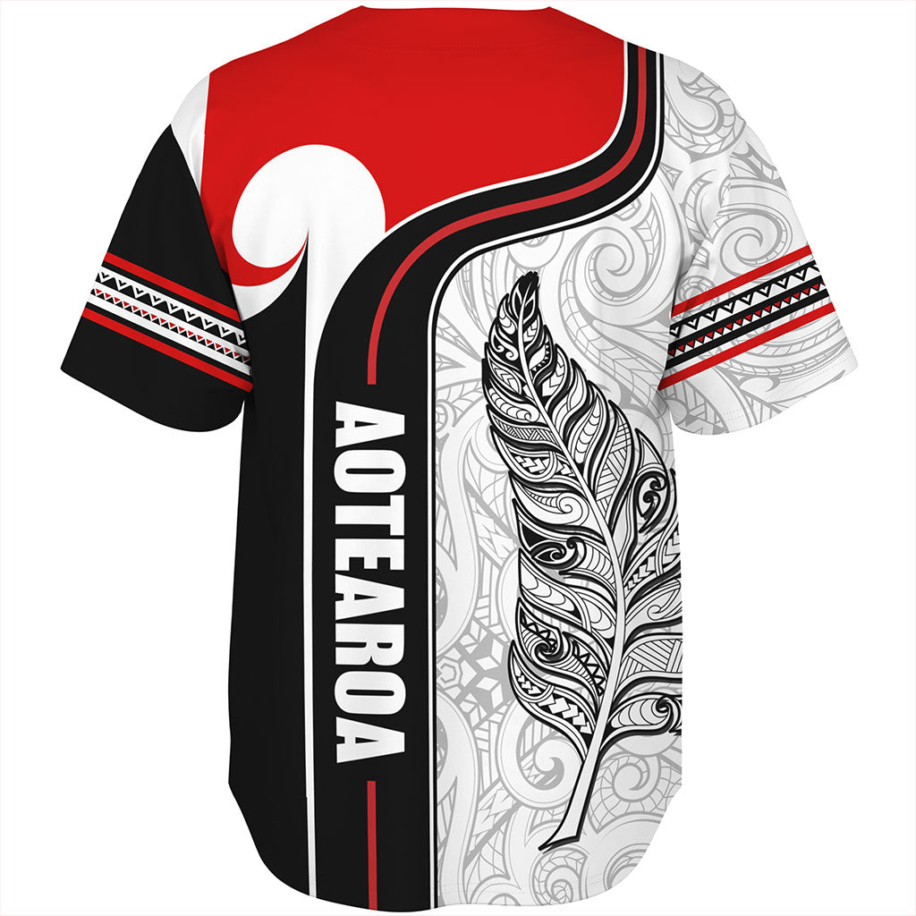 New Zealand Baseball Shirt  Maori Aotearoa Silver Fern Symbols Tattoo