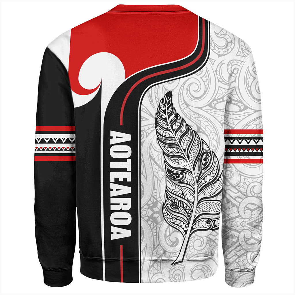 New Zealand Sweatshirt  Maori Aotearoa Silver Fern Symbols Tattoo