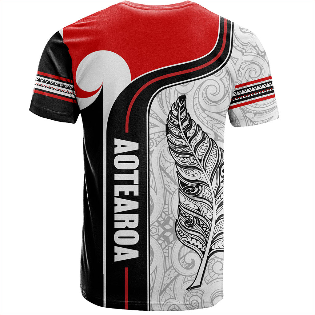 New Zealand T-Shirt  Maori Aotearoa Silver Fern Symbols Tattoo