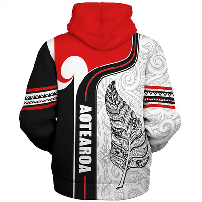 New Zealand Sherpa Hoodie  Maori Aotearoa Silver Fern Symbols Tattoo