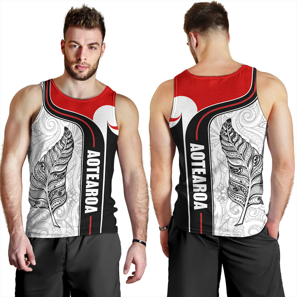 New Zealand Tank Top  Maori Aotearoa Silver Fern Symbols Tattoo