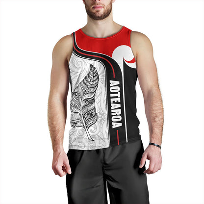 New Zealand Tank Top  Maori Aotearoa Silver Fern Symbols Tattoo