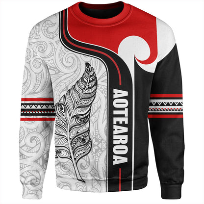 New Zealand Sweatshirt  Maori Aotearoa Silver Fern Symbols Tattoo