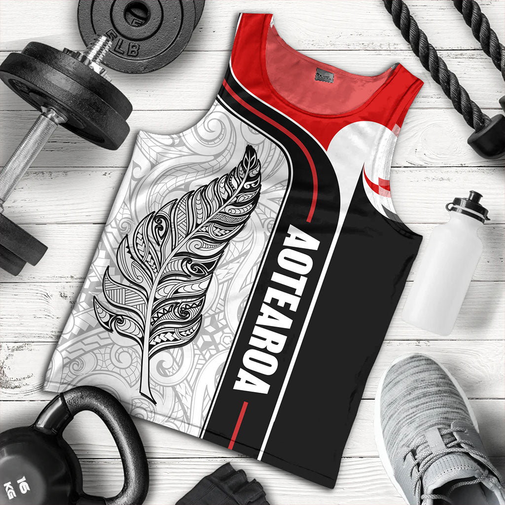 New Zealand Tank Top  Maori Aotearoa Silver Fern Symbols Tattoo