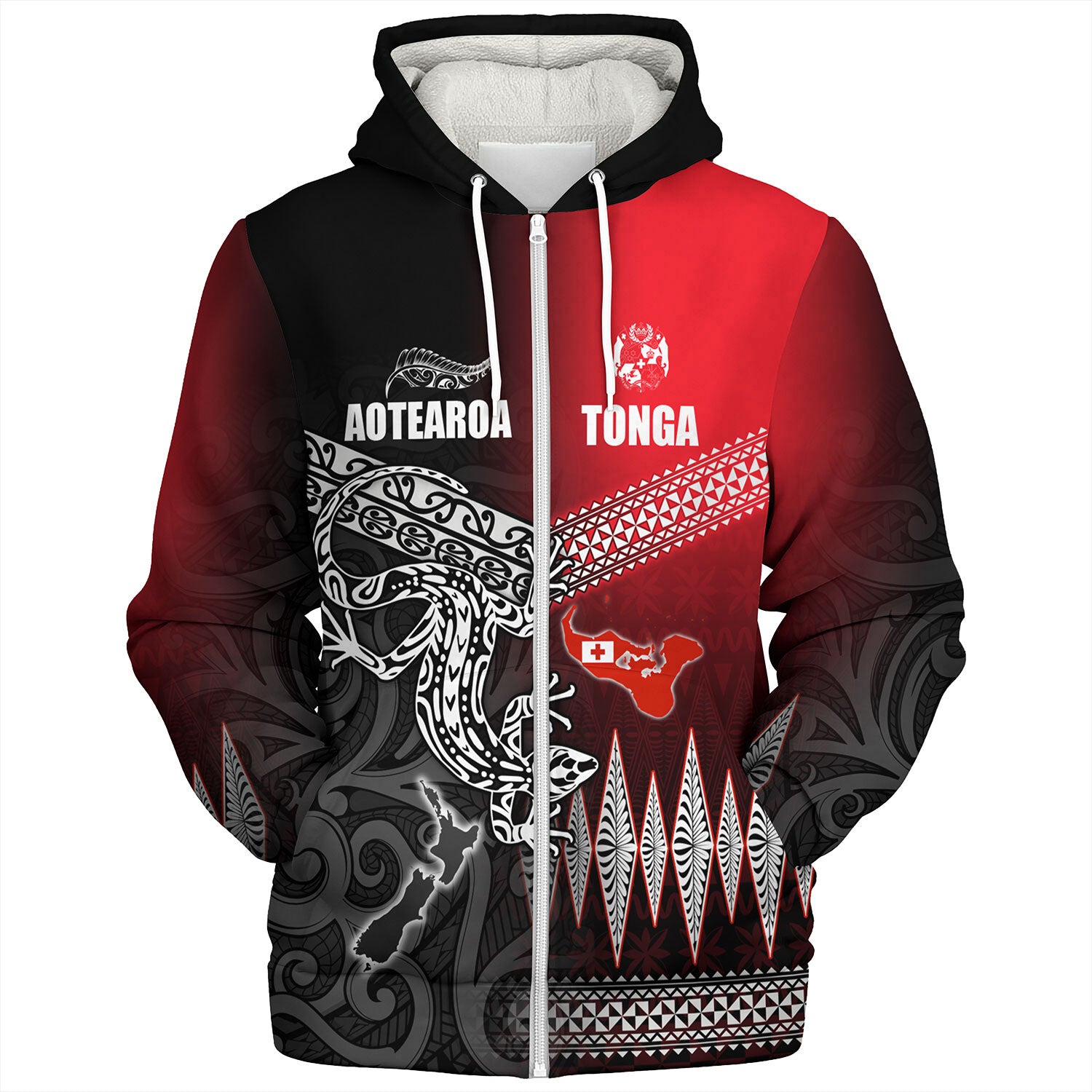 New Zealand Maori Aotearoa Tonga Sherpa Hoodie