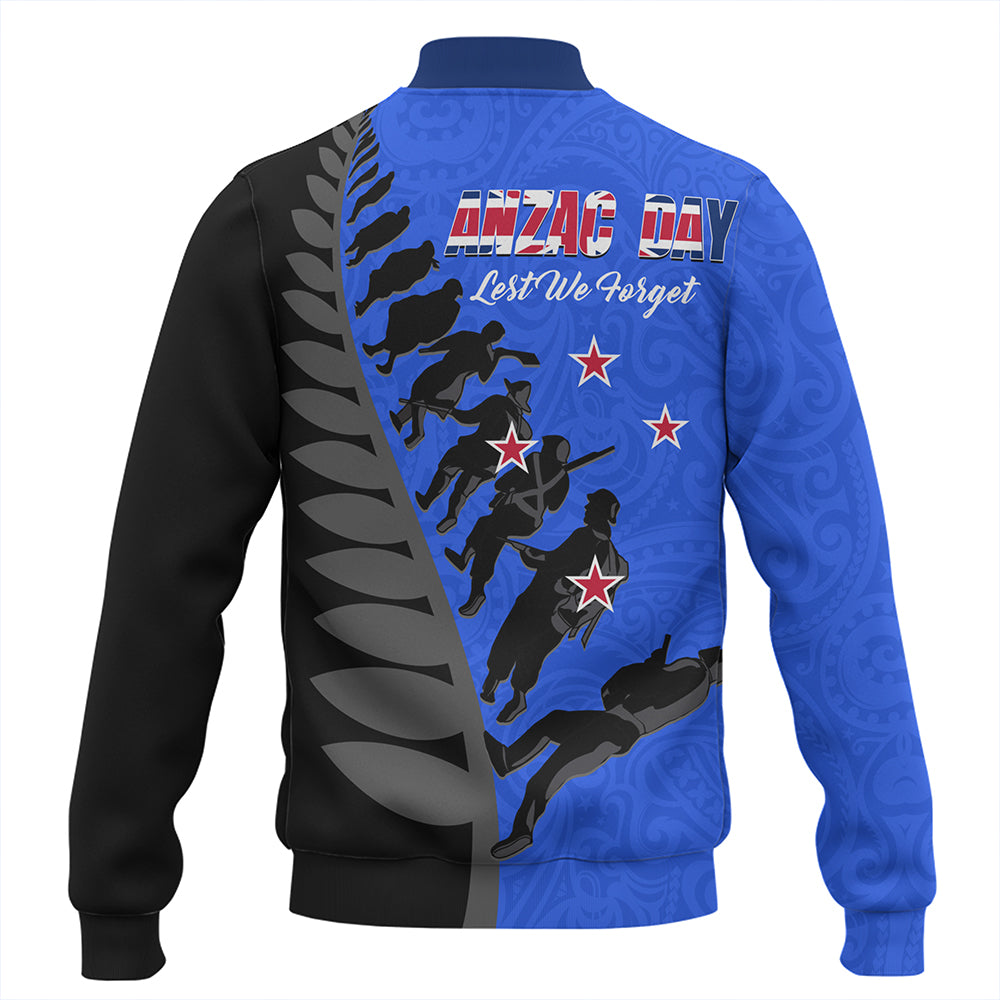 New Zealand Baseball Jacket Maori Tribal Anzac Day Lest We Forget