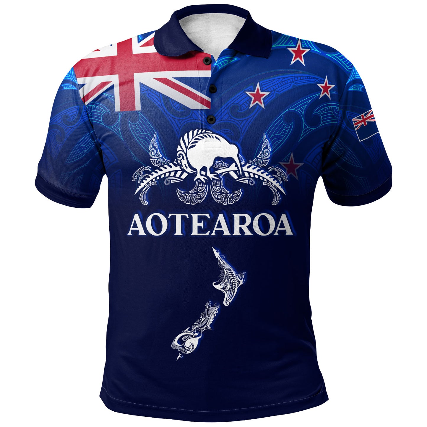 New Zealand Polo Shirt - Custom Aotearoa Map Kiwi Bird Mascot