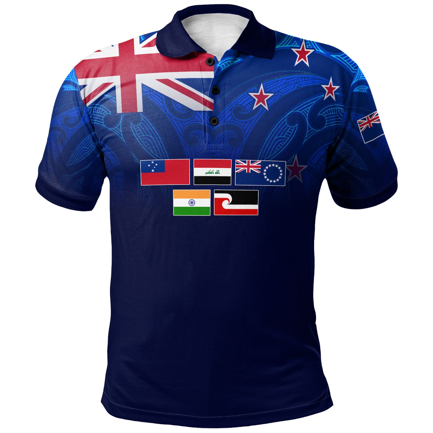 New Zealand Polo Shirt - NZ Flag Maori Patterns