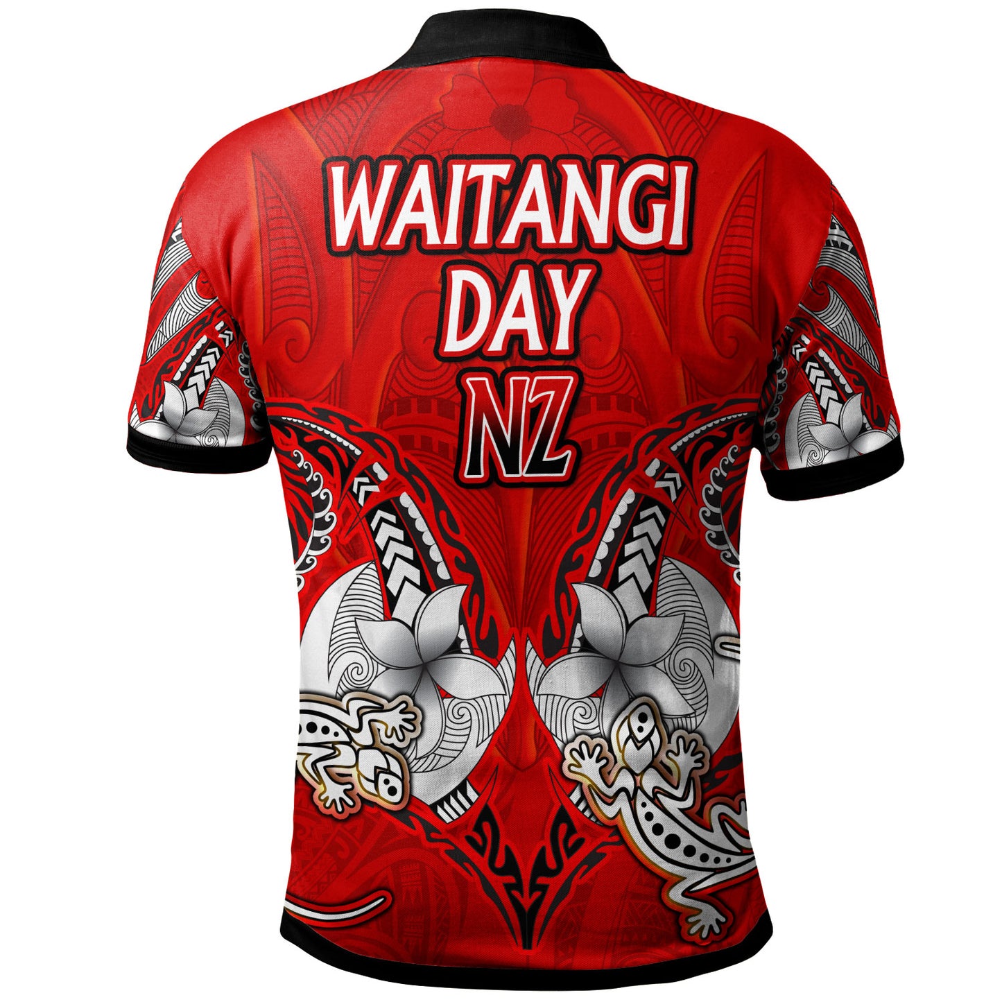 New Zealand Polo Shirt - Custom Waitangi Day Lizards Maori Patterns