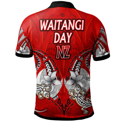 New Zealand Polo Shirt - Custom Waitangi Day Lizards Maori Patterns