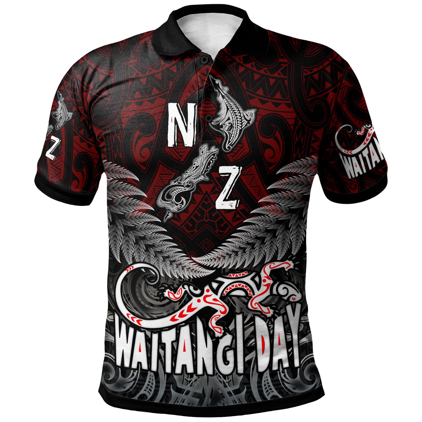 New Zealand Polo Shirt - Custom Waitangi Day New Zealand Map Silver Fern