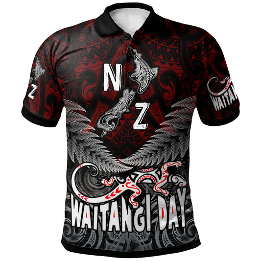 New Zealand Polo Shirt - Custom Waitangi Day New Zealand Map Silver Fern