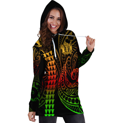 New Zealand Hoodie Dress Kakau Style Reggae