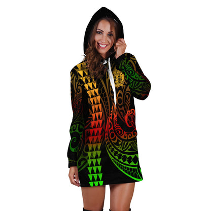 New Zealand Hoodie Dress Kakau Style Reggae