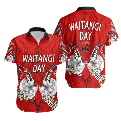New Zealand Short Sleeve Shirt - Waitangi Day Lizards Maori Patterns