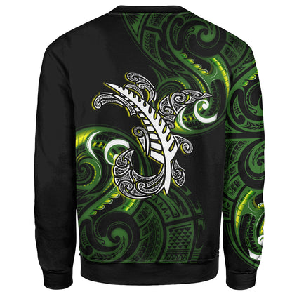 New Zealand Sweatshirt - Aotearoa Silver Fern Maori Patterns