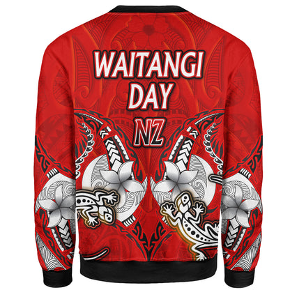 New Zealand Sweatshirt - Waitangi Day Lizards Maori Patterns