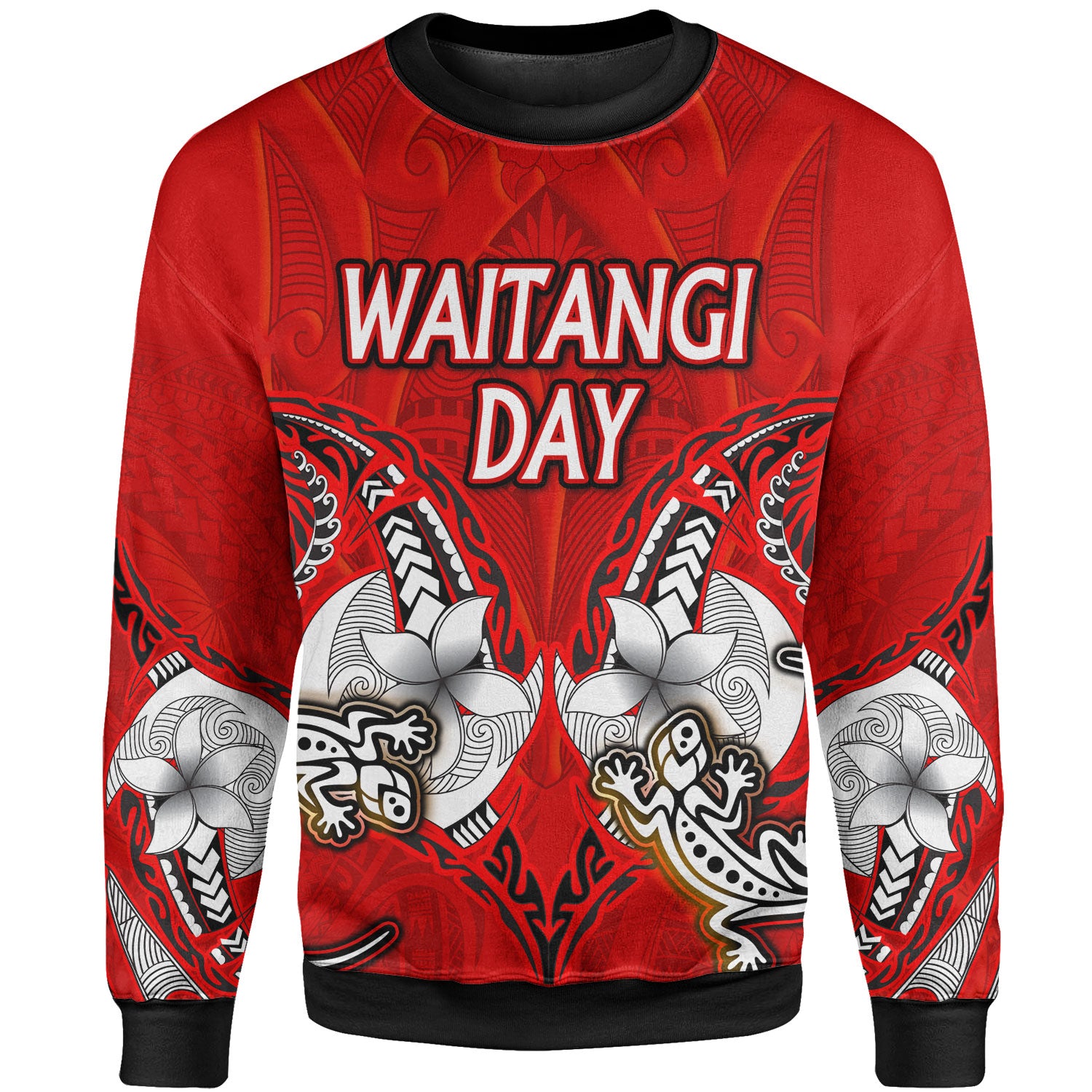 New Zealand Sweatshirt - Waitangi Day Lizards Maori Patterns