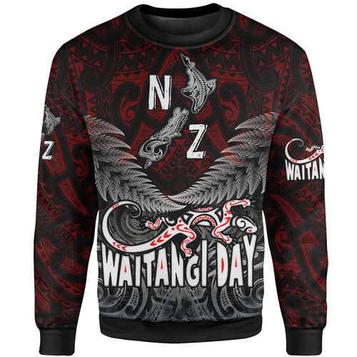 New Zealand Sweatshirt - Waitangi Day New Zealand Map Silver Fern
