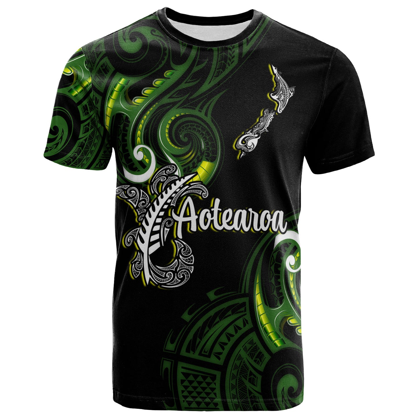 New Zealand T-Shirt - Custom Aotearoa Silver Fern Maori Patterns
