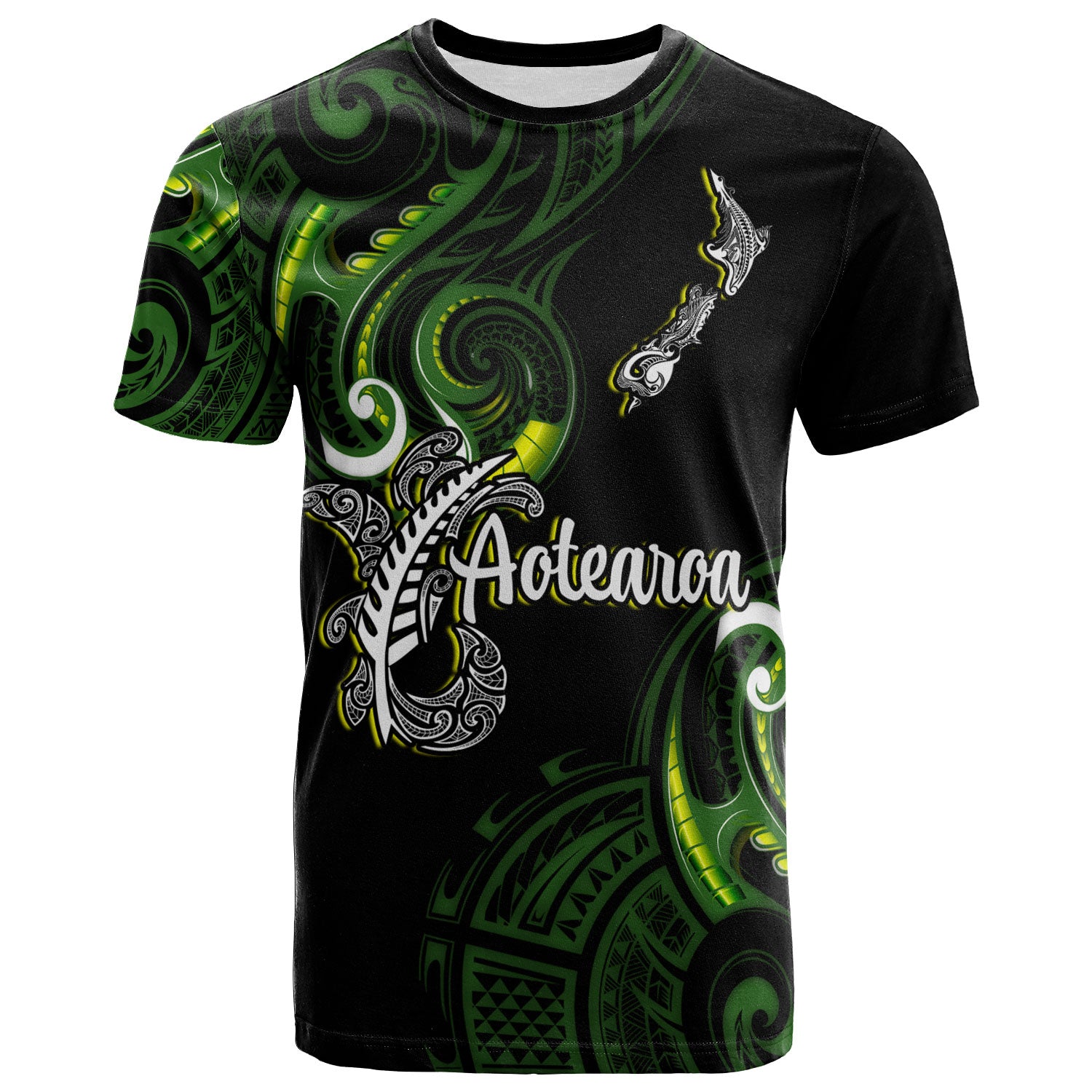 New Zealand T-Shirt - Custom Aotearoa Silver Fern Maori Patterns