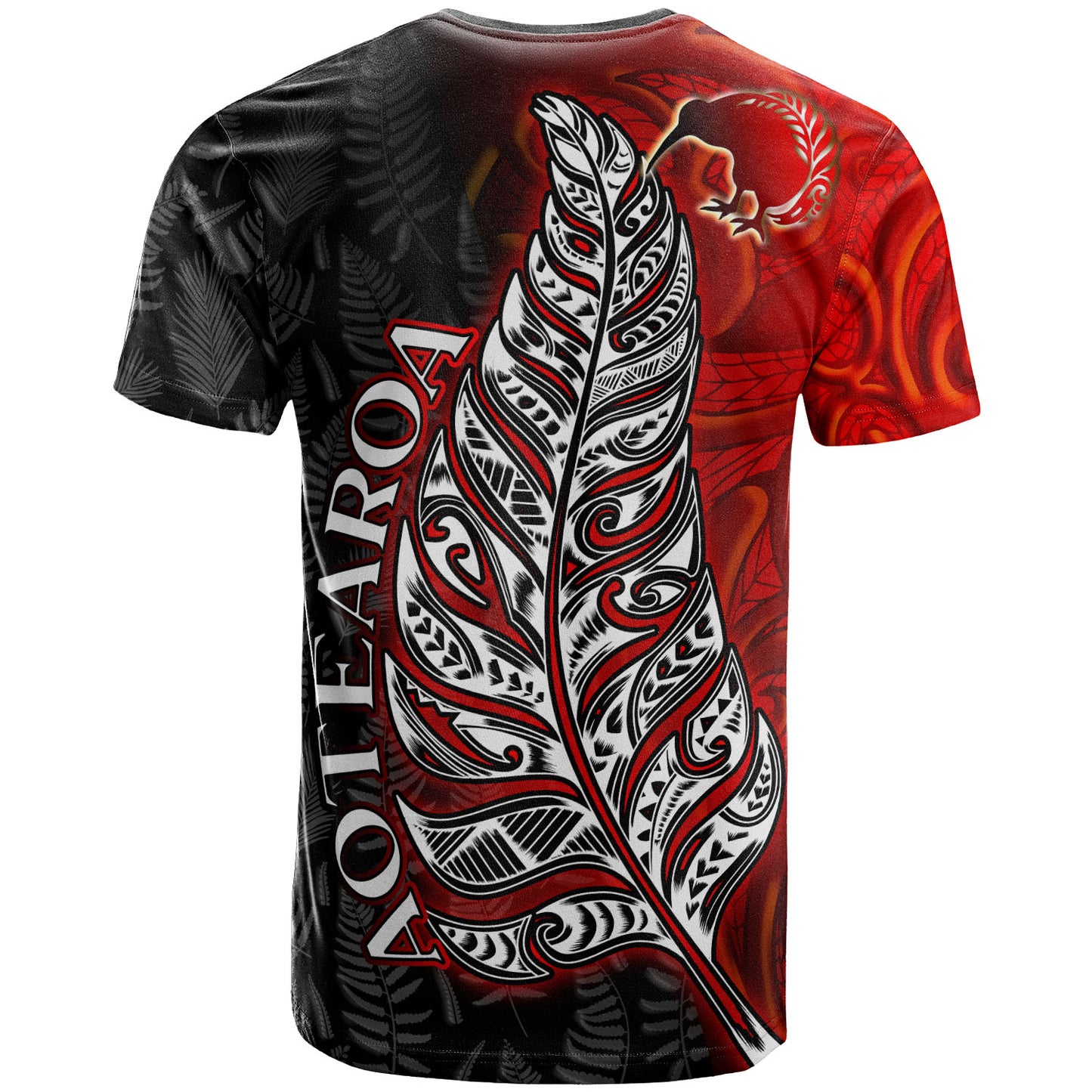 New Zealand T-Shirt - Custom Aotearoa Silver Fern With Kiwi Bird Maori Style