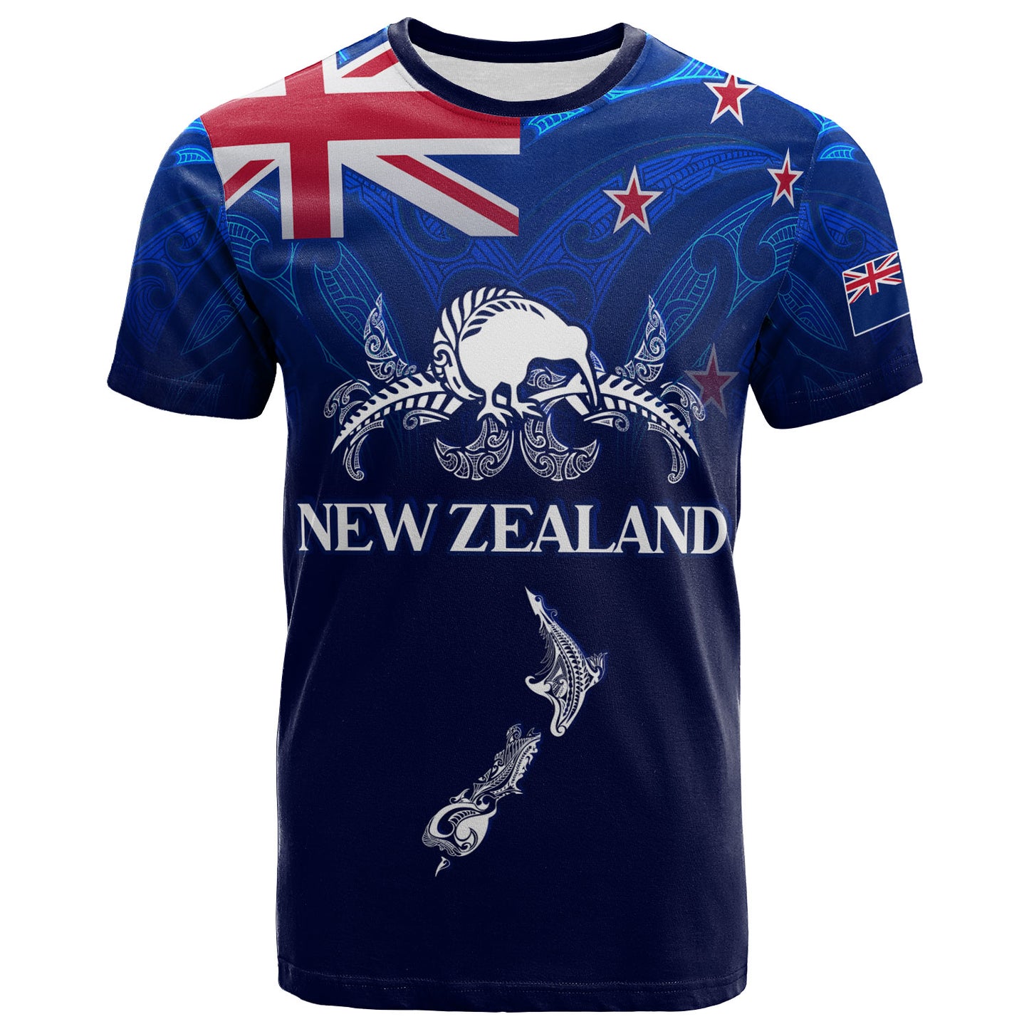 New Zealand T-Shirt - Custom Map Kiwi Bird Mascot
