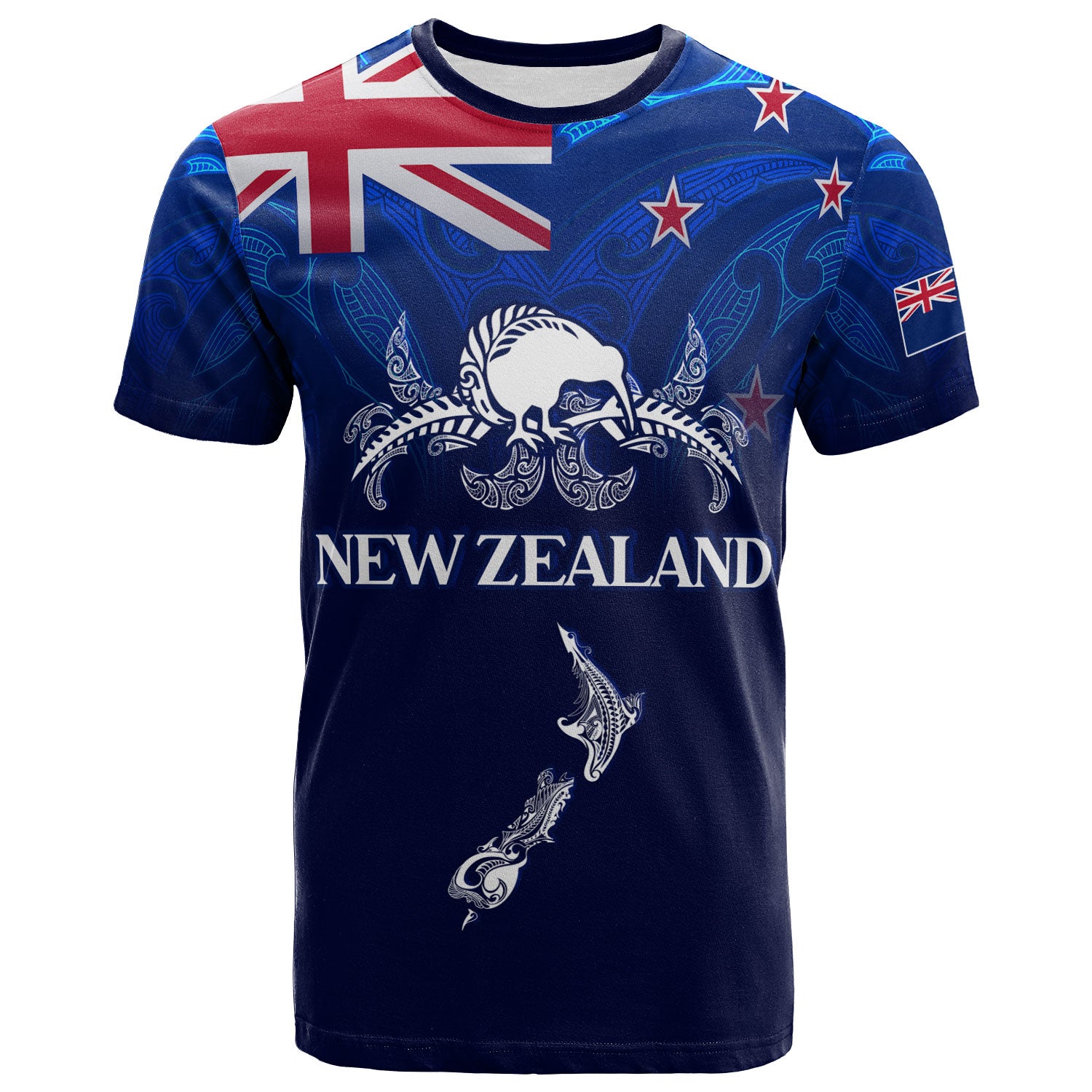 New Zealand T-Shirt - Custom Map Kiwi Bird Mascot