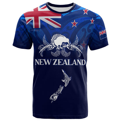New Zealand T-Shirt - Custom Map Kiwi Bird Mascot