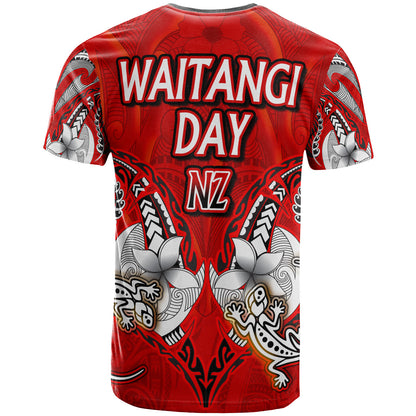 New Zealand T-Shirt - Custom Waitangi Day Lizards Maori Patterns