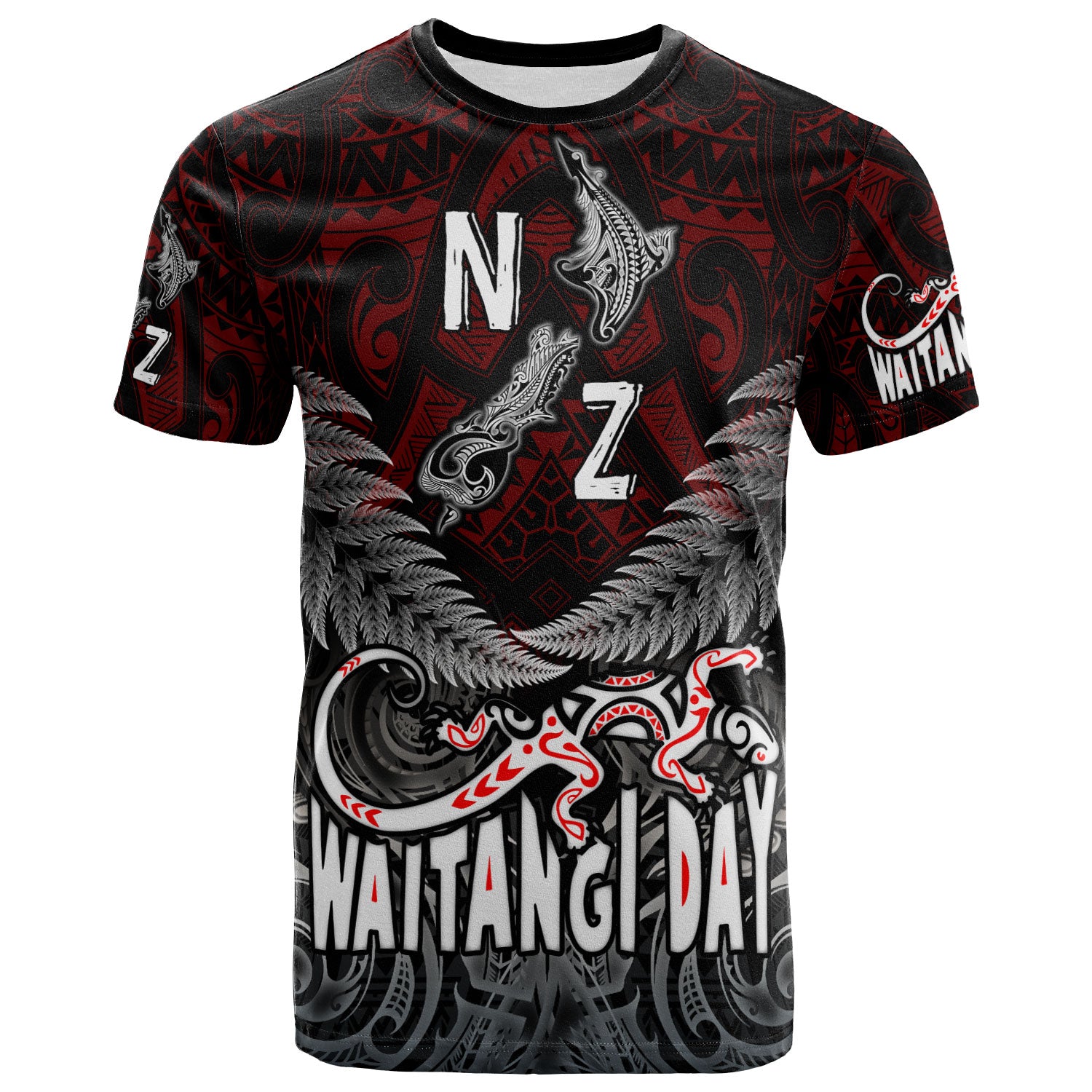 New Zealand T-Shirt - Custom Waitangi Day New Zealand Map Silver Fern