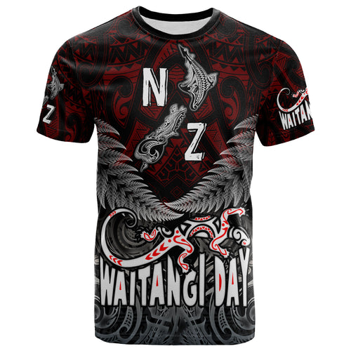 New Zealand T-Shirt - Custom Waitangi Day New Zealand Map Silver Fern