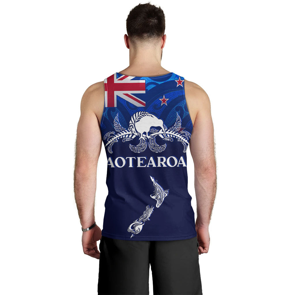 New Zealand Tank Top - Aotearoa Map Kiwi Bird Mascot