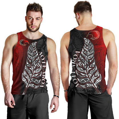 New Zealand Tank Top - Aotearoa Silver Fern With Kiwi Bird Maori Style