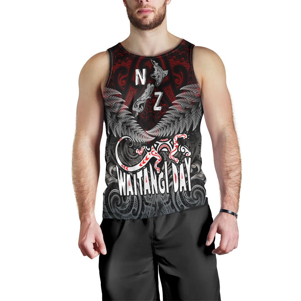 New Zealand Tank Top - Waitangi Day New Zealand Map Silver Fern