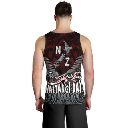 New Zealand Tank Top - Waitangi Day New Zealand Map Silver Fern