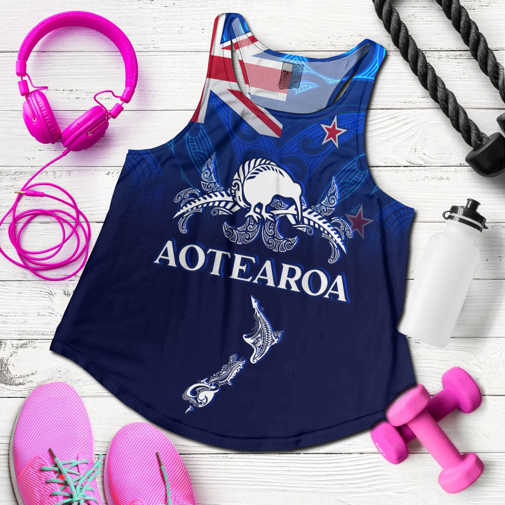 New Zealand Women Tank - Aotearoa Map Kiwi Bird Mascot