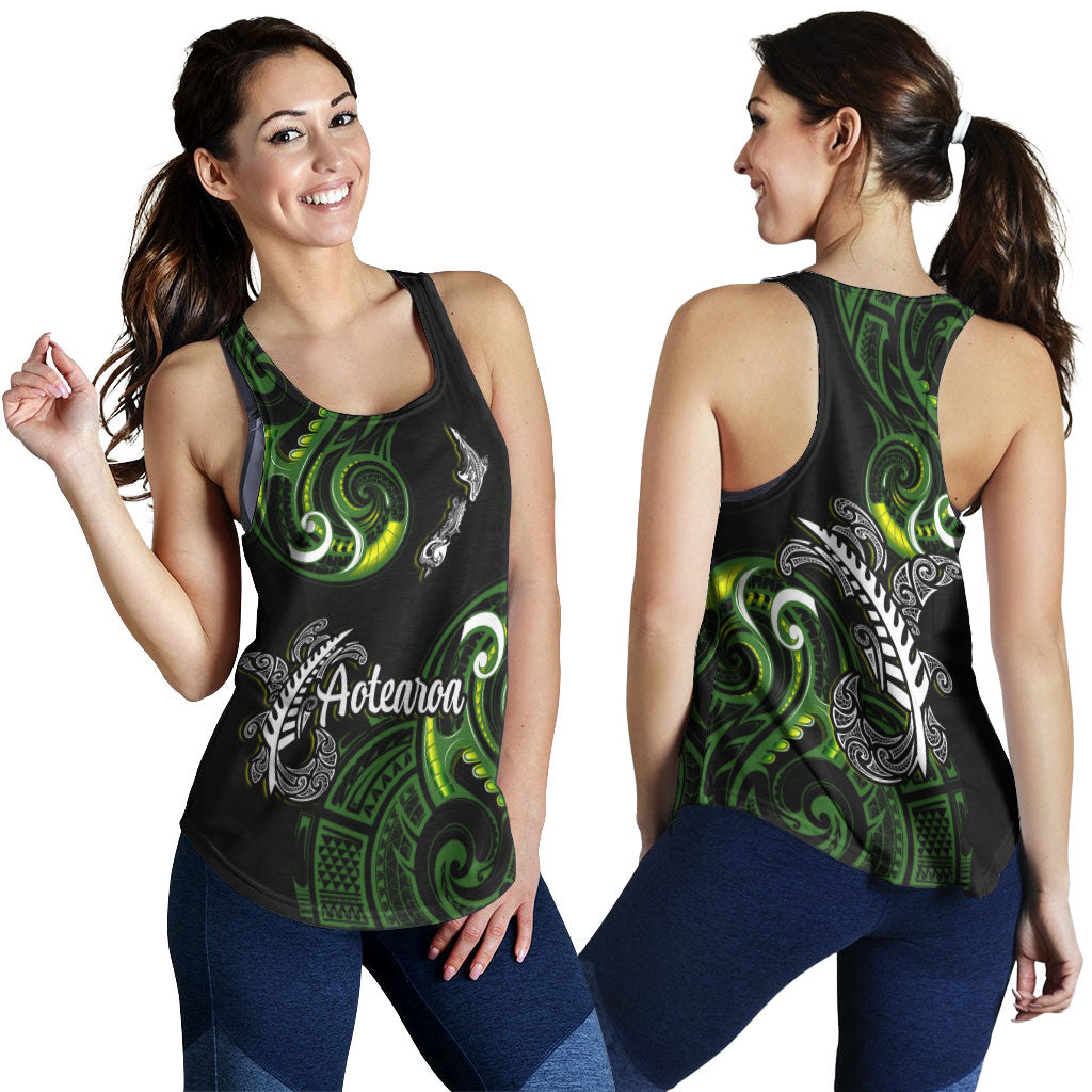 New Zealand Women Tank - Aotearoa Silver Fern Maori Patterns