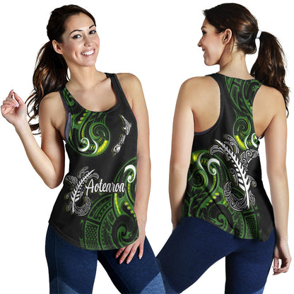 New Zealand Women Tank - Aotearoa Silver Fern Maori Patterns